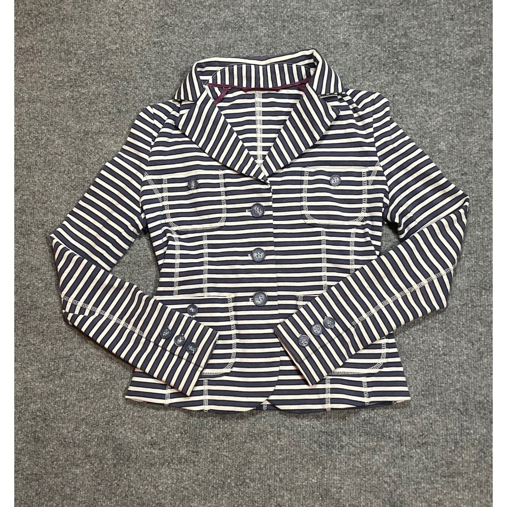 Armani Collezioni Womens Jacket Blazer Striped Tailored Top XSmall Patch Pockets